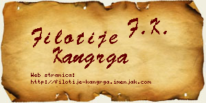 Filotije Kangrga vizit kartica